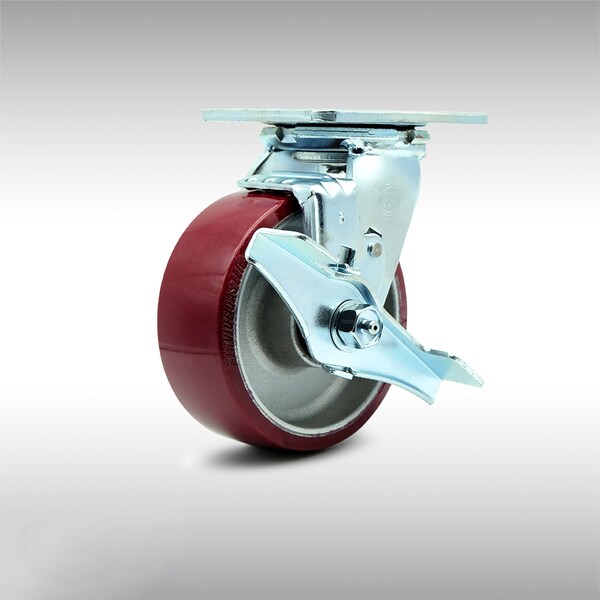 5 Inch SS Poly on Aluminum Swivel Caster with Ball Bearing and Brake SCC